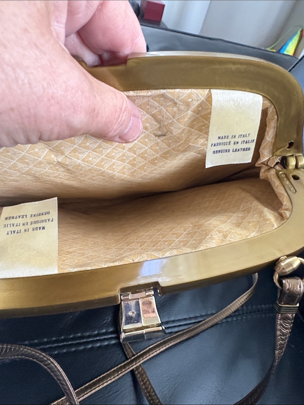 Vintage Leather chevron Quilted Evening Bag With Slim Leather Shoulder Stap - Picture 8 of 10